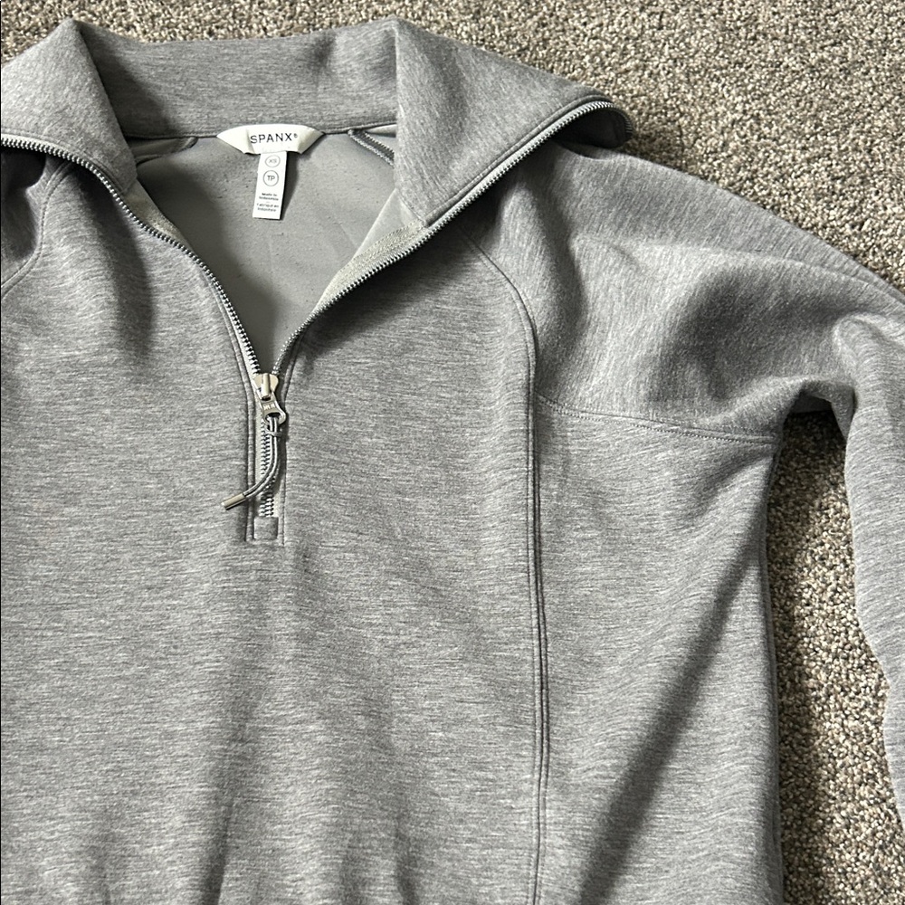 SPANX Light Gray Quarter-Zip Pullover Sweater - image 3